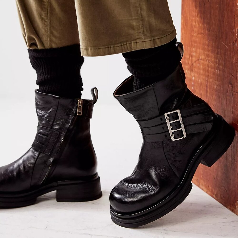 A.S.98 x Free People Crossroads Moto Boots Nero (Black) - US Size 7.5 / EU 38
